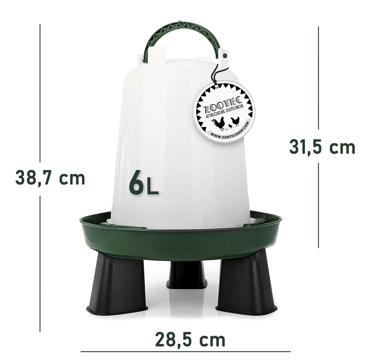 Mangiatoia per Galline 4 Kg e Abbeveratoio per Galline 6 L - in Plastica Trasparente Resistente – Piedini rimovibili