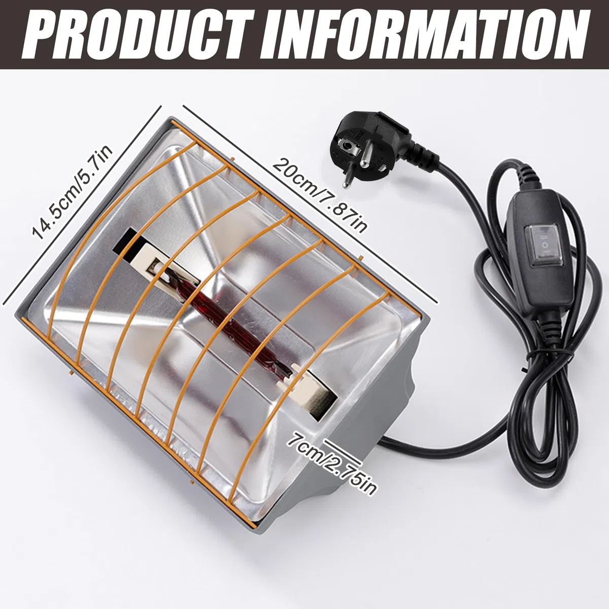 Lampada a luce rossa da 175 W per polli: lampada riscaldante per pollaio con cavo da 1,8 metri, lampada riscaldante per polli, lampada riscaldante per pulcini, lampada per pulcini con interruttore