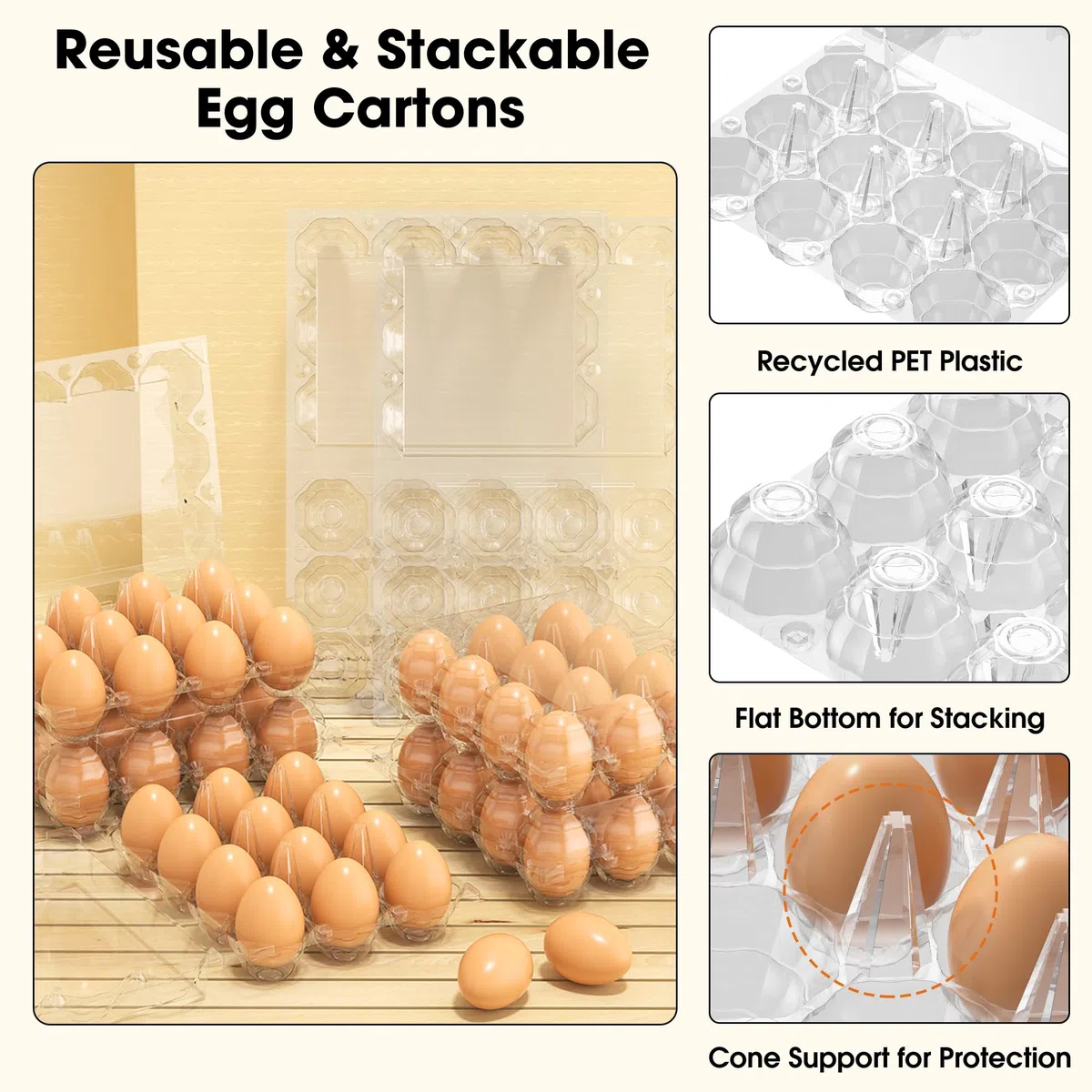 Confezione da 160 scatole per uova economiche sfuse, 12 contenitori per uova di gallina, in plastica trasparente, 2 x 6