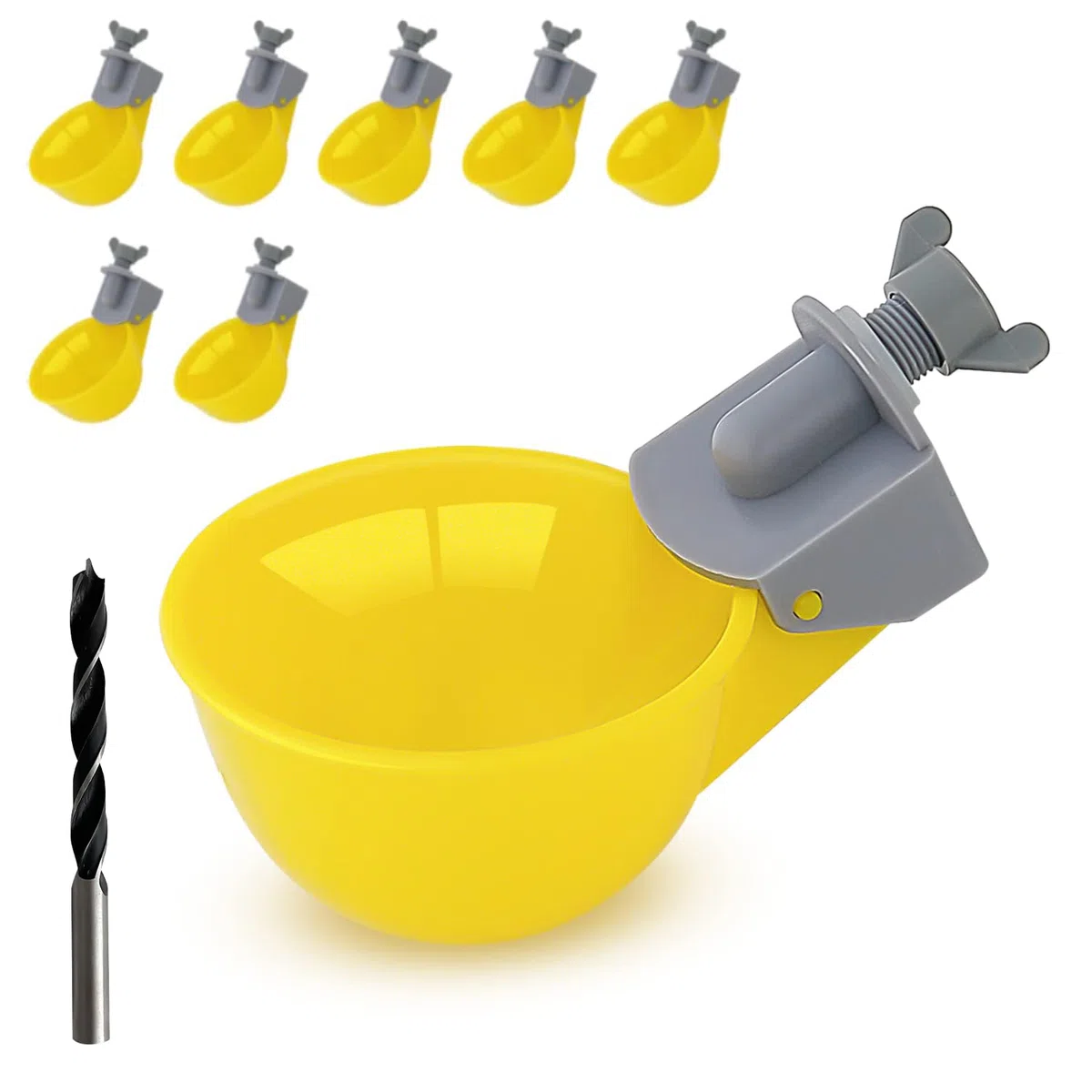 Tazza d'acqua di pollo, irrigatore automatico, sistema anti-perdite, contiene il 50% in più di acqua, adatto per pollo, anatra, quaglie, tacchino (8 CONFEZIONI)