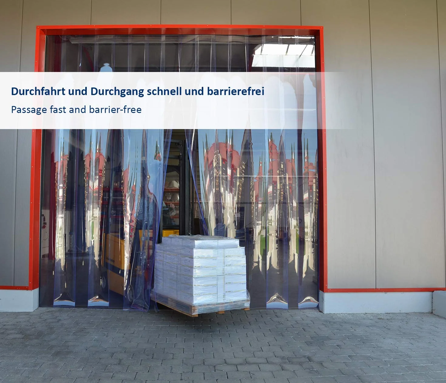Zettl GmbH tenda a strisce in PVC, lamelle 3x300mm, larghezza x altezza 5,00x2,75m, preassemblato, acciaio inossidabile, per l'agricoltura, la ristorazione, l'industria