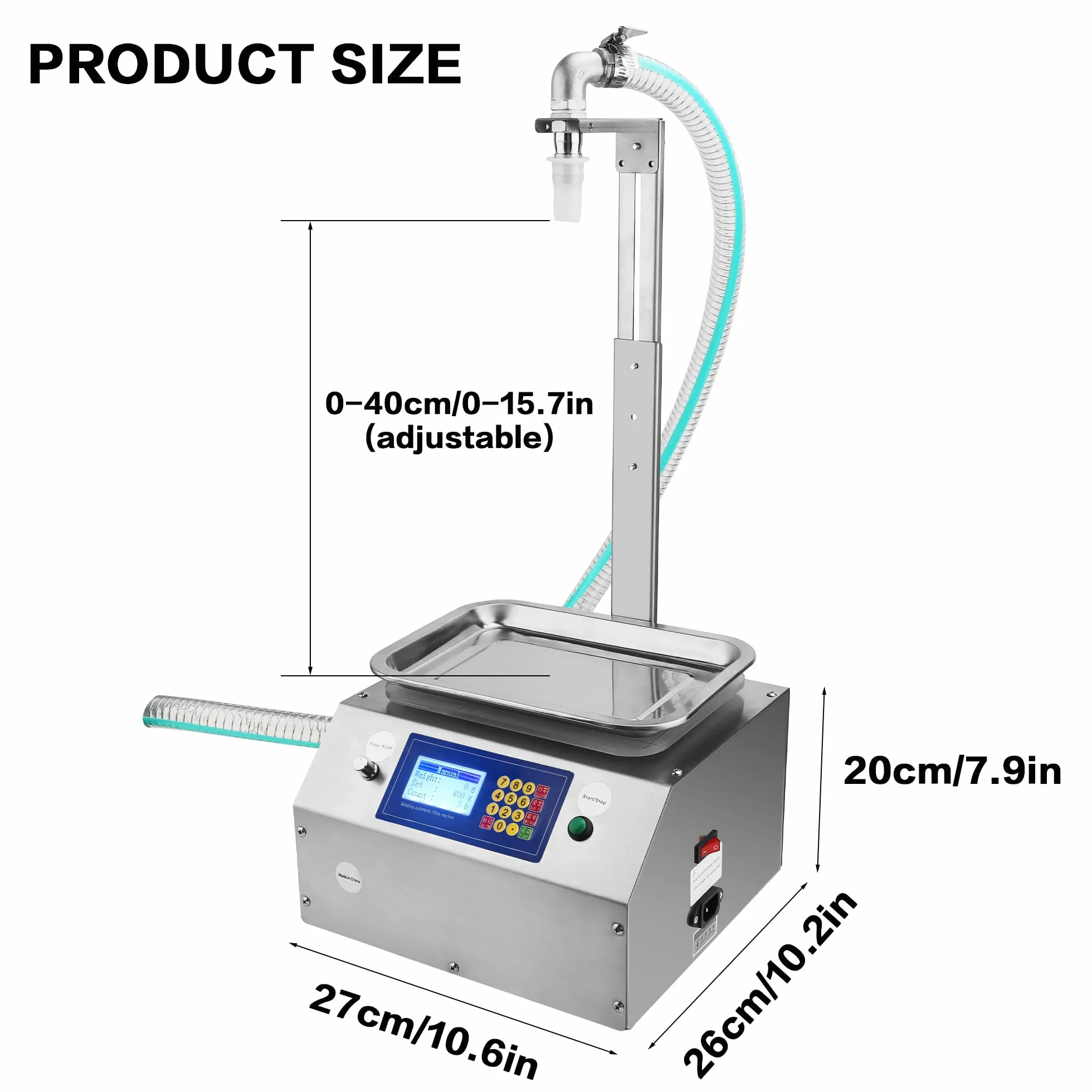 Riempitrice di liquidi - Riempitrice manuale per bottiglie per miele, marmellata, oli, colla, capacità da 20 ml a 10.000 ml - 15 l/min per vari liquidi - 220 V