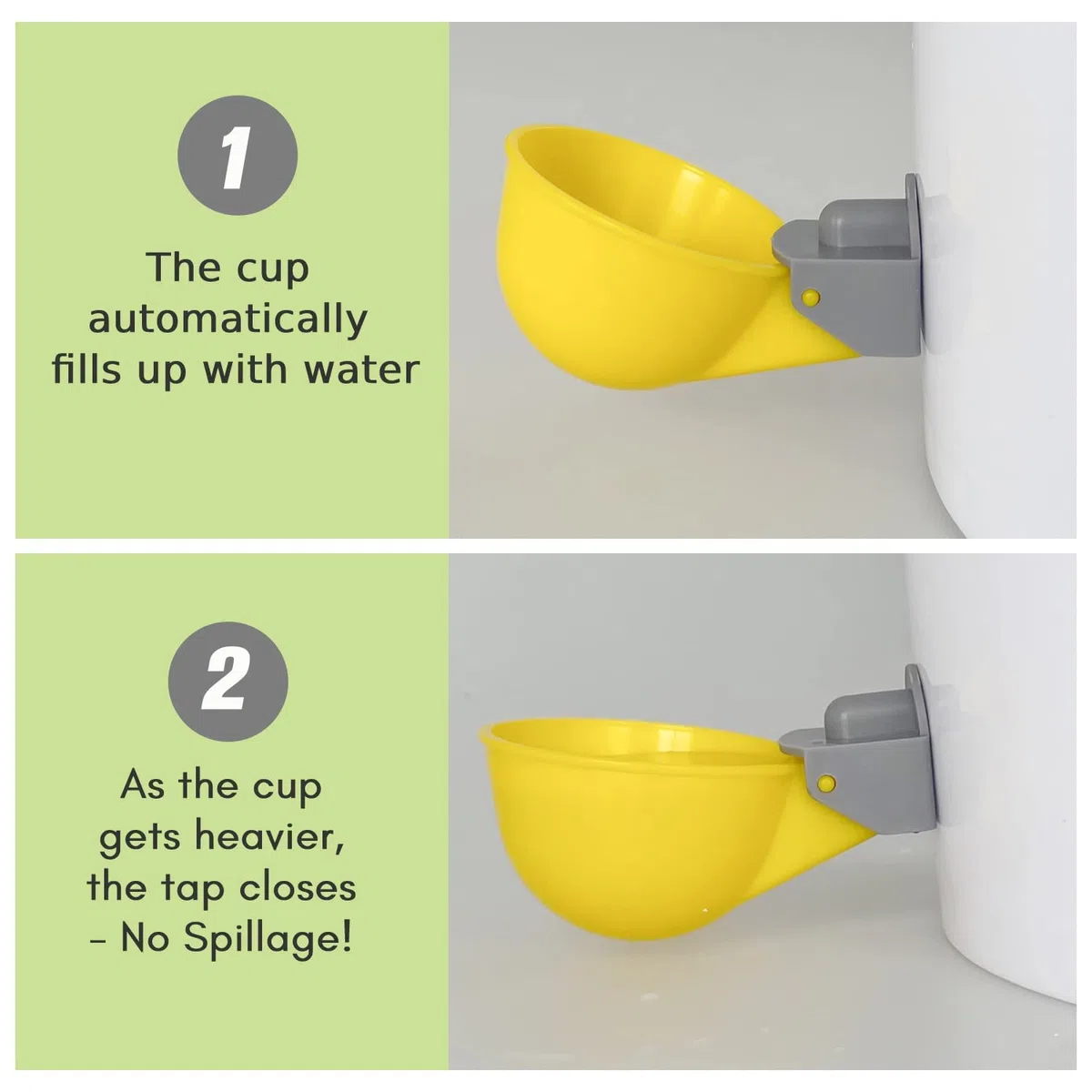 Tazza d'acqua di pollo, irrigatore automatico, sistema anti-perdite, contiene il 50% in più di acqua, adatto per pollo, anatra, quaglie, tacchino (8 CONFEZIONI)