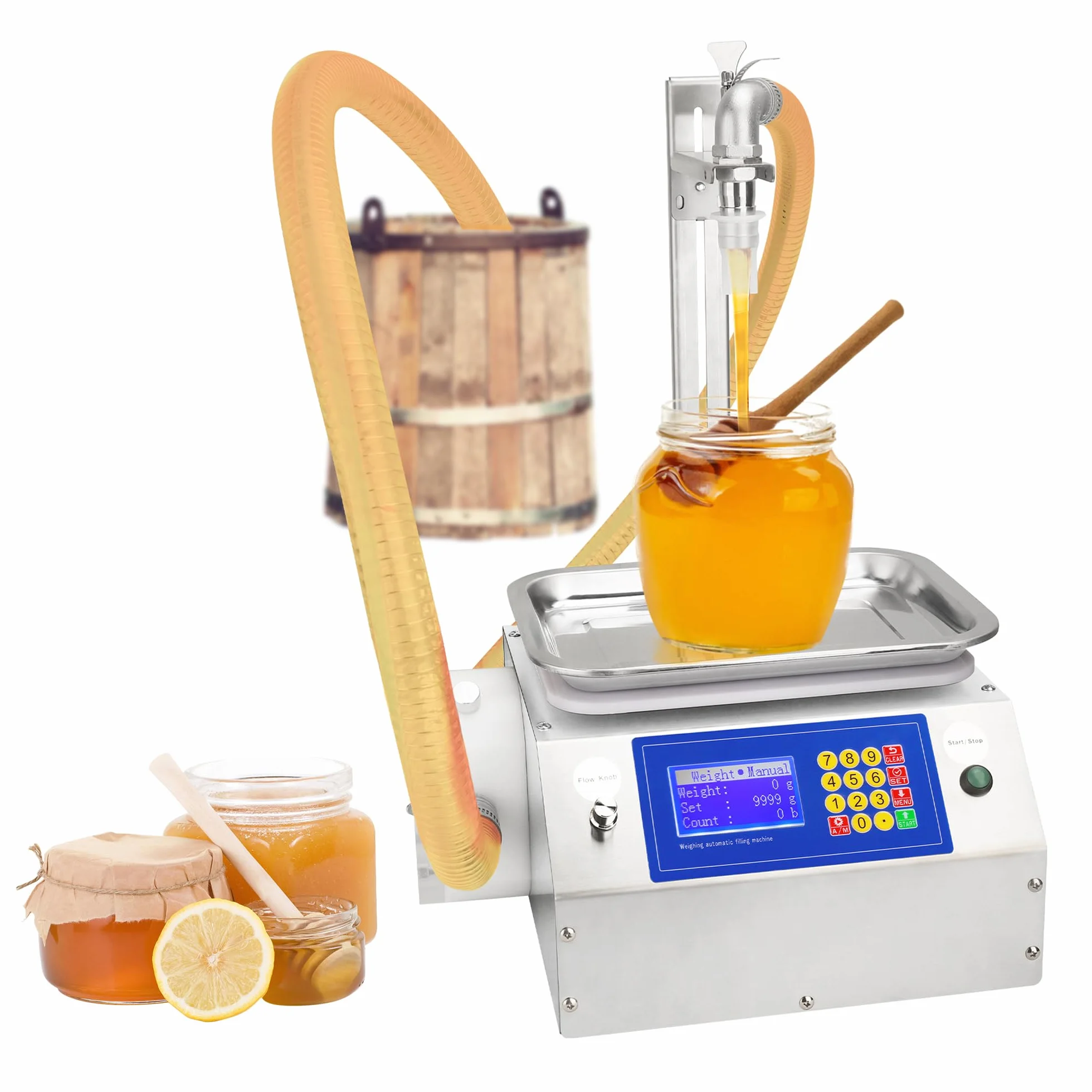 Macchina riempitrice di liquidi, macchina per il riempimento di bottiglie, volume di riempimento regolabile da 20 ml a 10000 ml, fino a 15 L/min, macchina di riempimento per miele, marmellata, oli