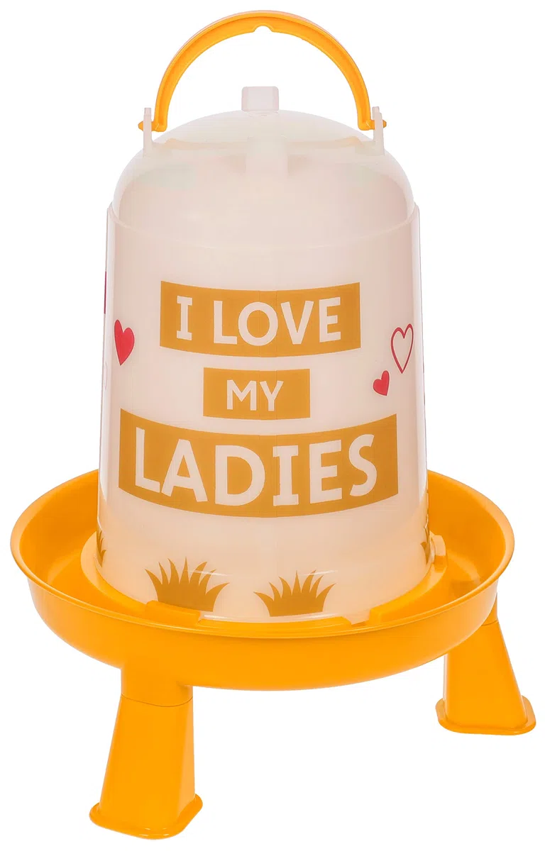 Kerbl Abbeveratoio in plastica con piedini con manico e chiusura a baionetta, per pollame (pulcini/polli/anatre) arancione (5,0 l)
