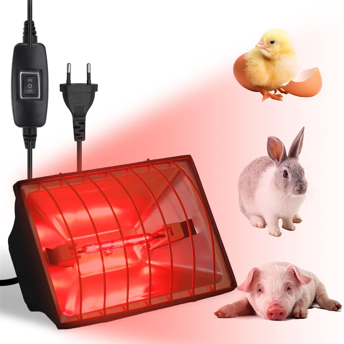 Lampada a luce rossa da 175 W, riscaldamento per pollai, lampada riscaldante per pollai, pollaio, lampada termica per animali, lampada termostatica automatica, lampada a infrarossi, per pulcini