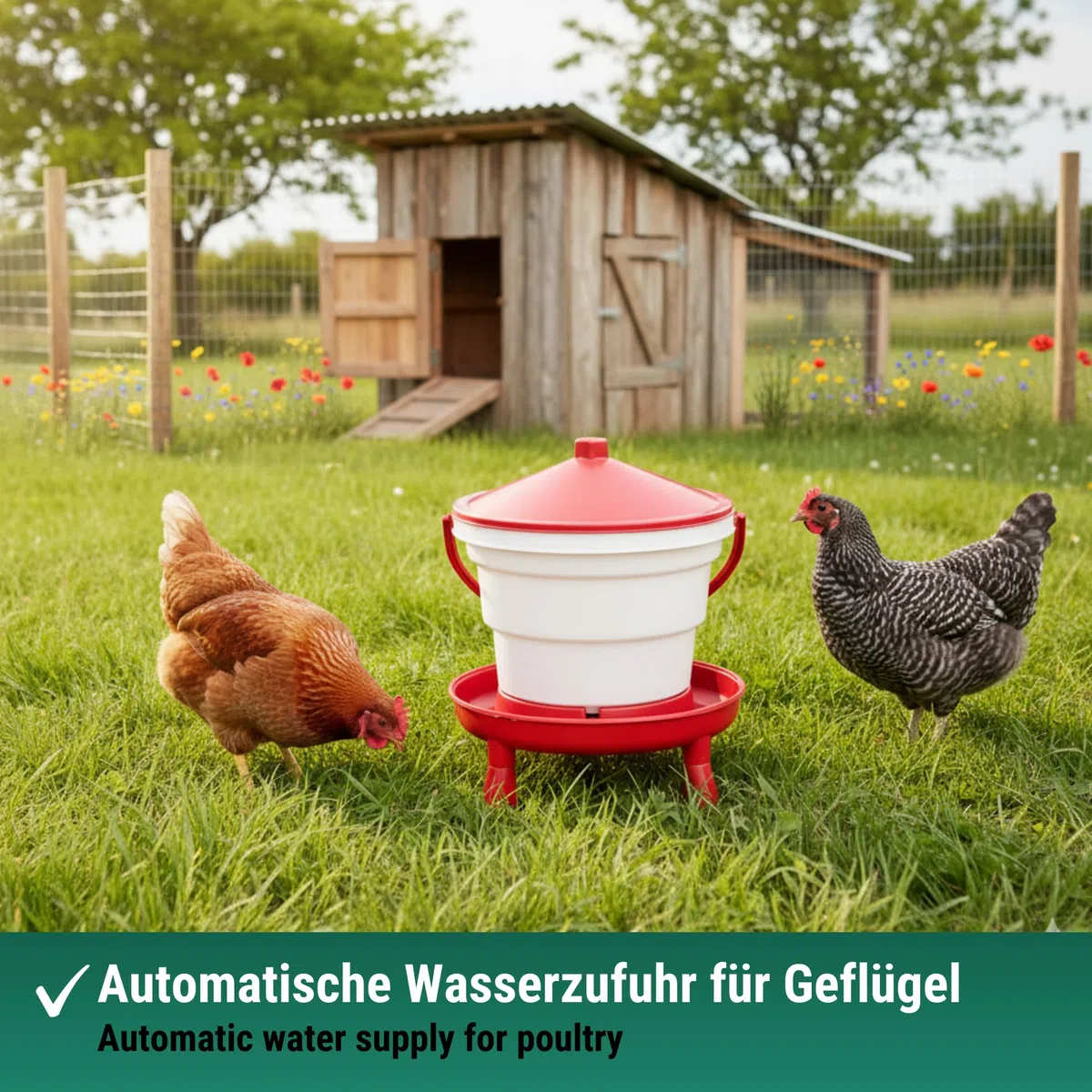 Agrarzone Abbeveratoio Automatico 15L per pollame - Robusto secchio con piedini, maniglia e grande capacità - Ideale per galline, Polli, Anatre e altri volatili