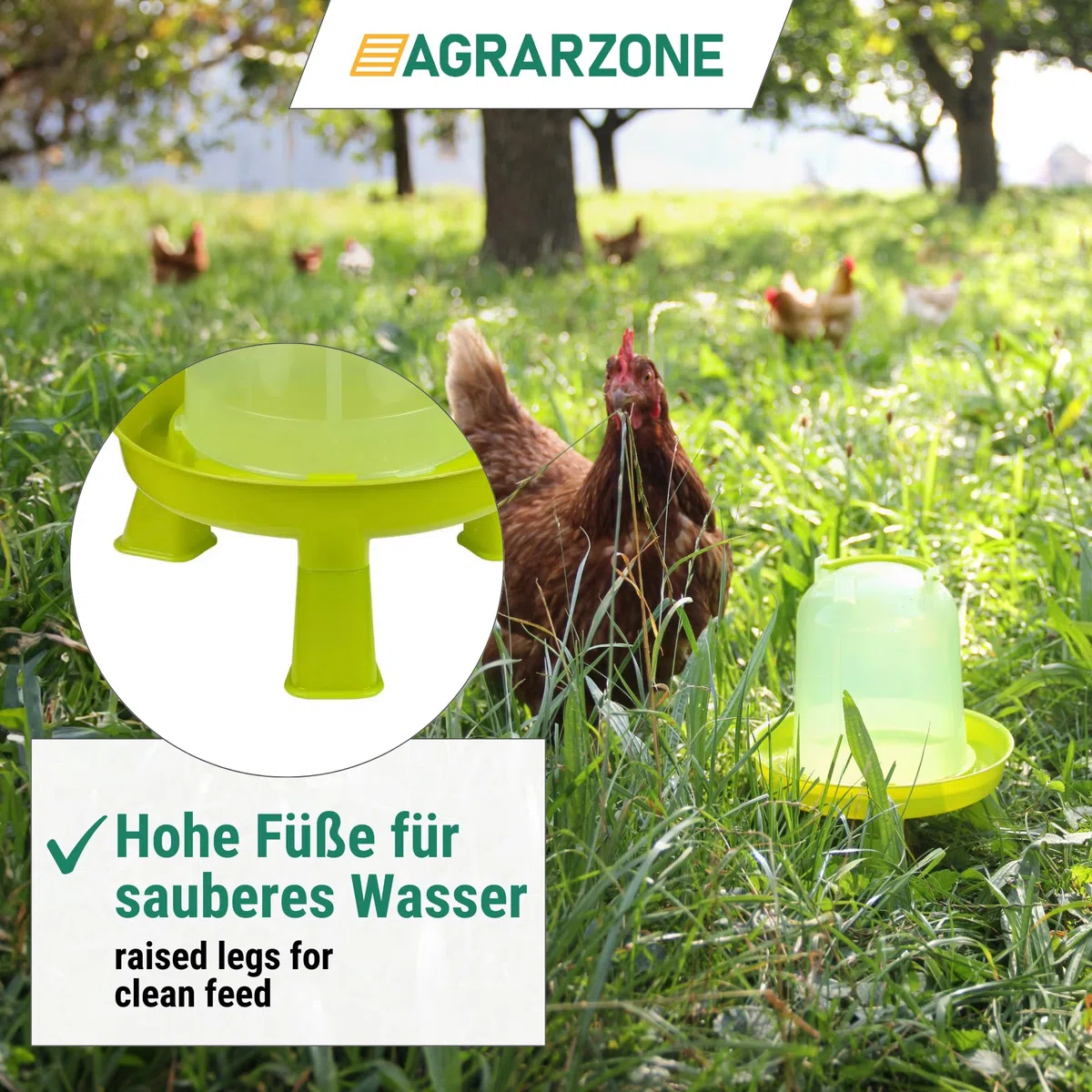 Agrarzone Abbeveratoio per galline 1,5L Verde - Robusto in Polipropilene con Indicatore Livello acqua, Uv- Resistente e facile da pulire - Ideale per pollame