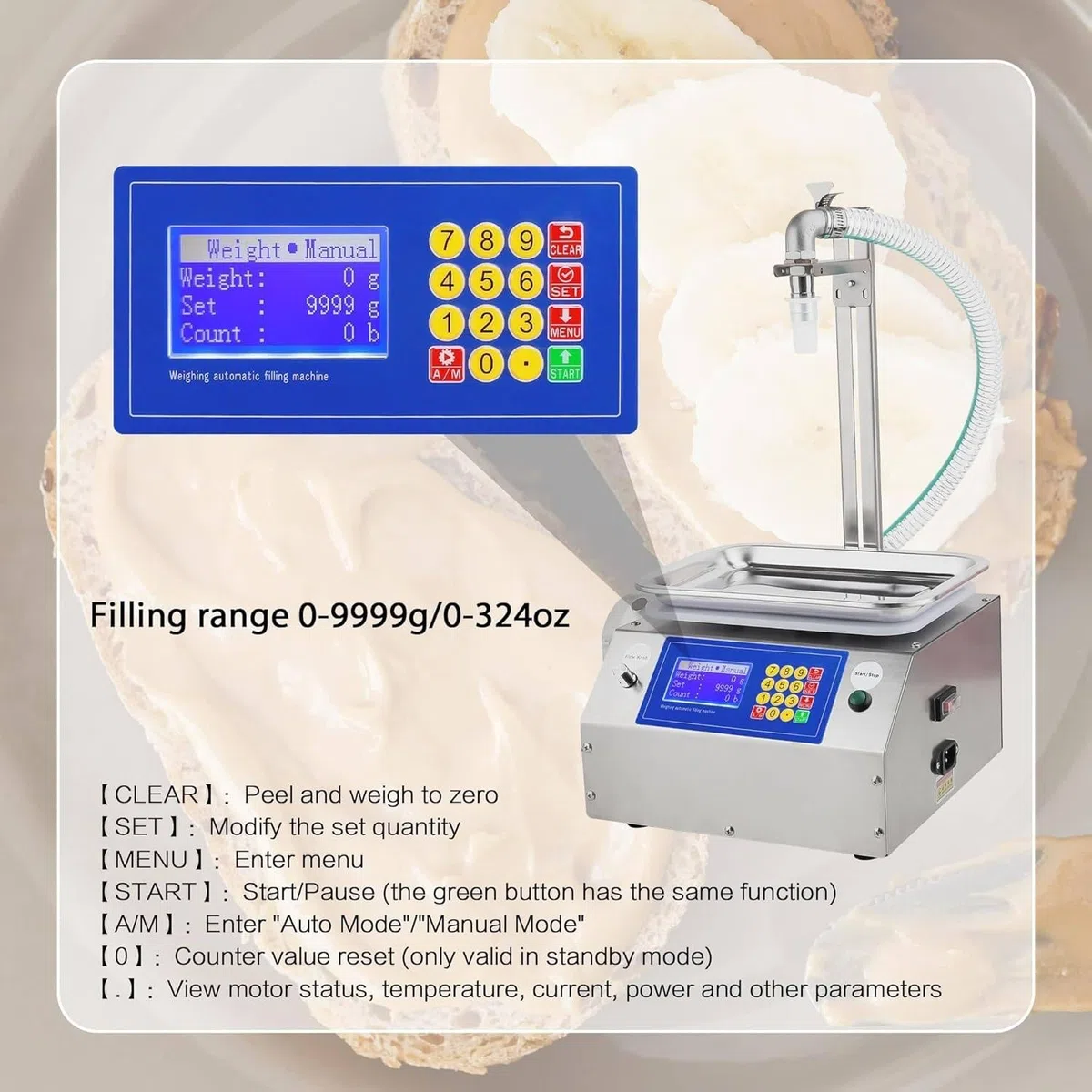 Riempitrice automatica di liquidi per paste di miele e viscosa, sistema di imbottigliamento in acciaio inossidabile con controllo intelligente per un riempimento preciso da 20 g a 10000 g