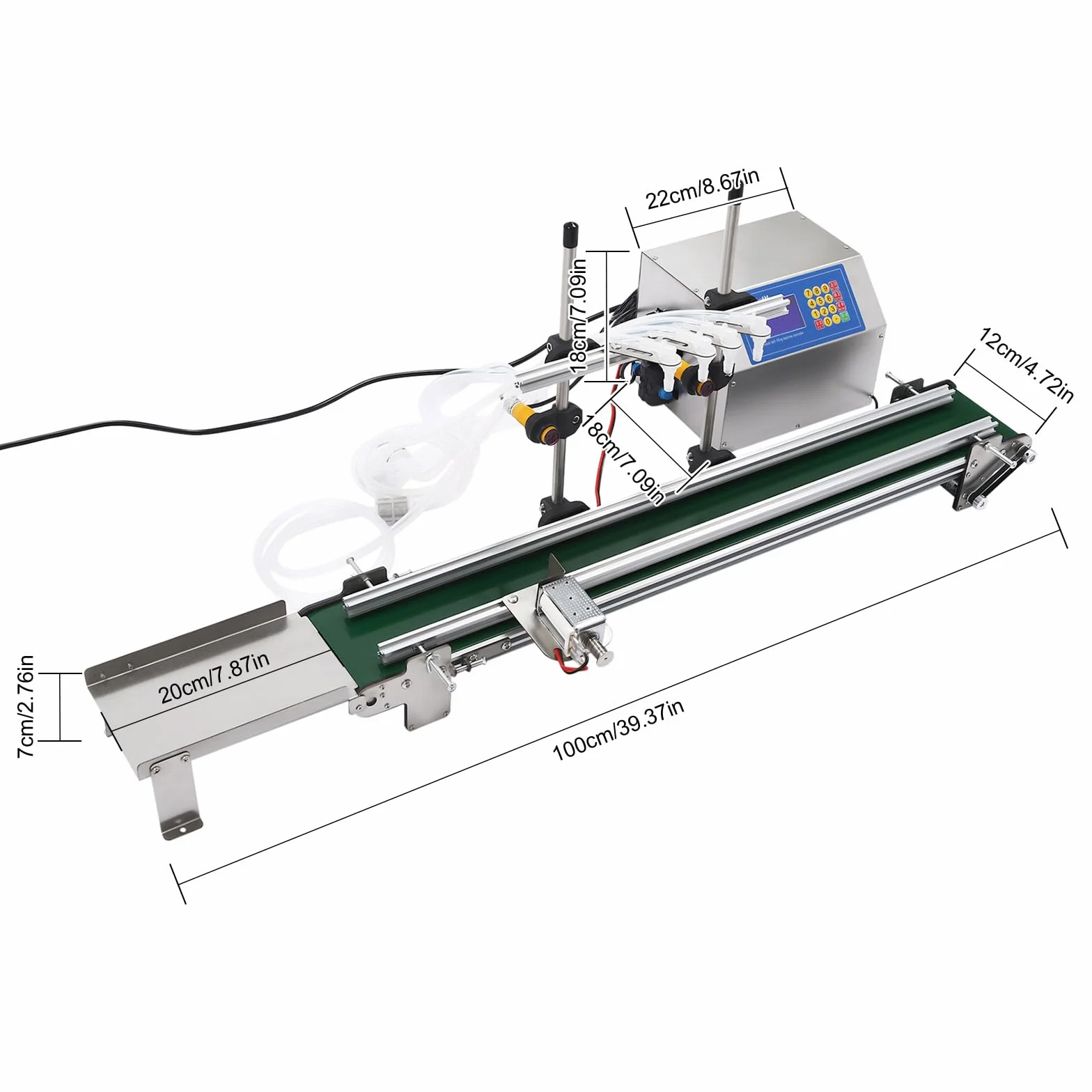 Riempitrice liquida da 150 W, 1-4 ugelli, volume di riempimento regolabile, 10-500 ml, riempitrice automatica di bottiglie con trasportatore per cinture