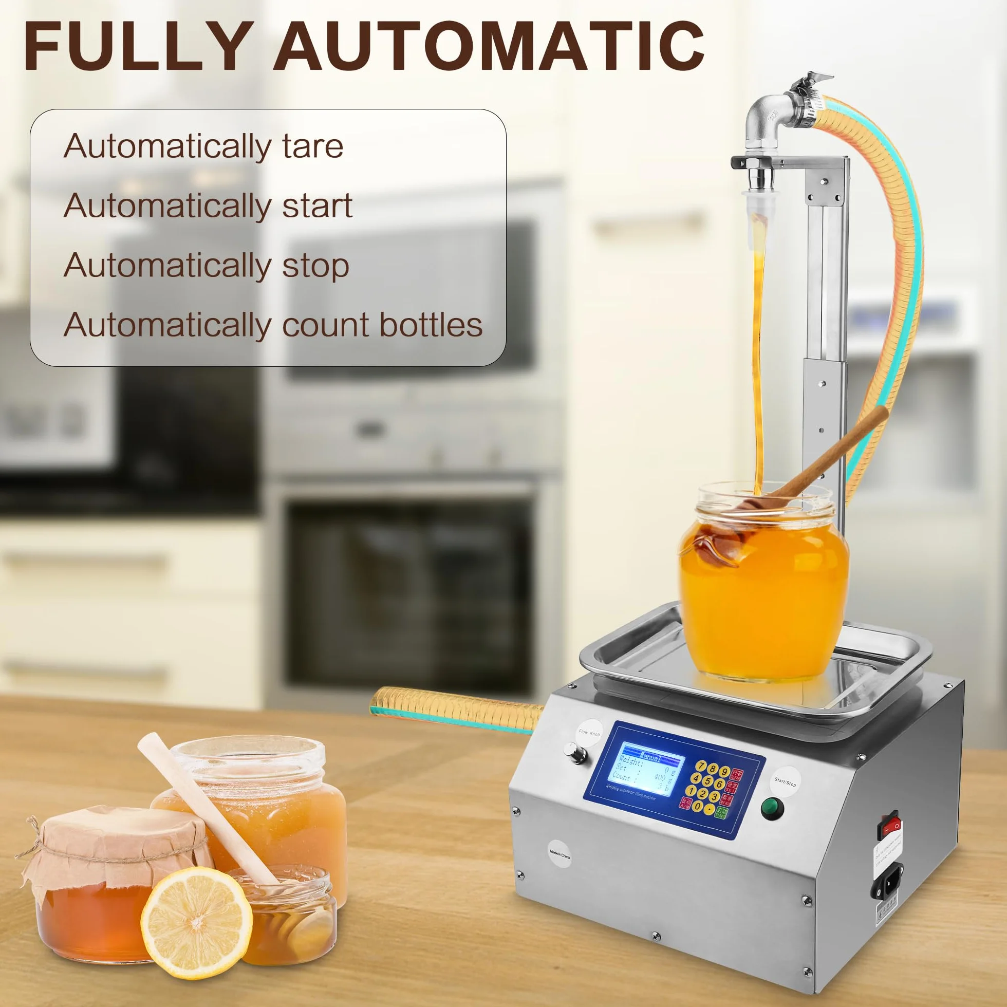 Riempitrice di liquidi - Riempitrice manuale per bottiglie per miele, marmellata, oli, colla, capacità da 20 ml a 10.000 ml - 15 l/min per vari liquidi - 220 V