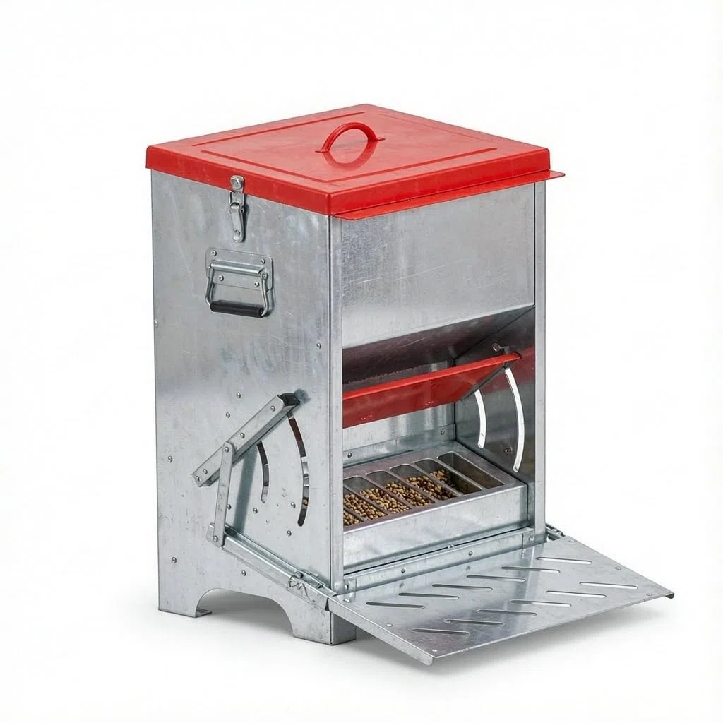 Mangiatoia automatica per polli, 23,6 kg, con coperchio bloccabile
