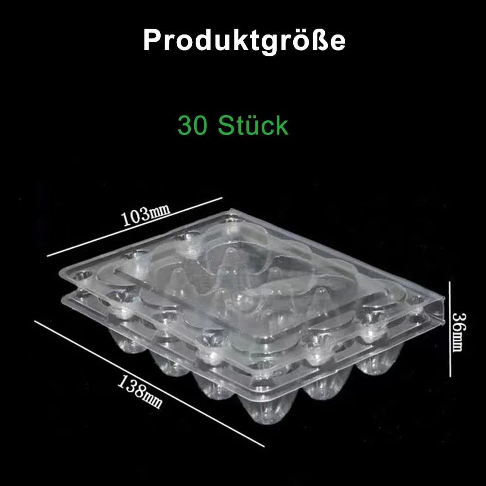 Confezione da 30 scatole per uova di quaglia, 12 griglie, scatole per uovo di quaglia, scatole per uovo di quaglia, in plastica, trasparenti, per uova di quaglia