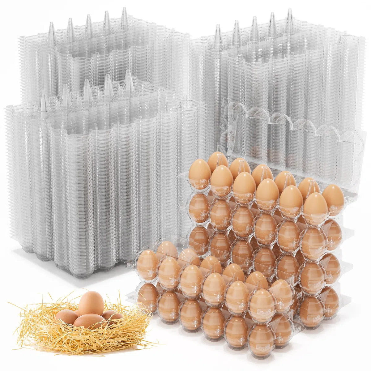 Confezione da 160 scatole per uova economiche sfuse, 12 contenitori per uova di gallina, in plastica trasparente, 2 x 6