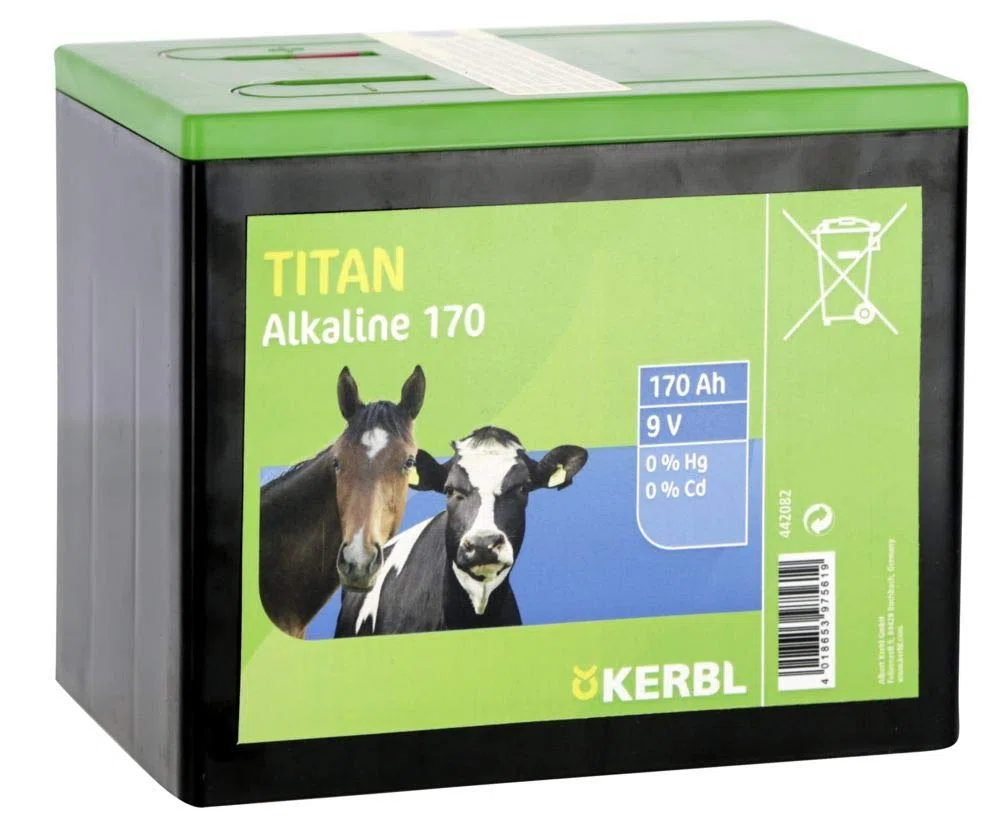 Kerbl 442082 Titan Alkaline - Batteria a secco, 9 V, 170 Ah