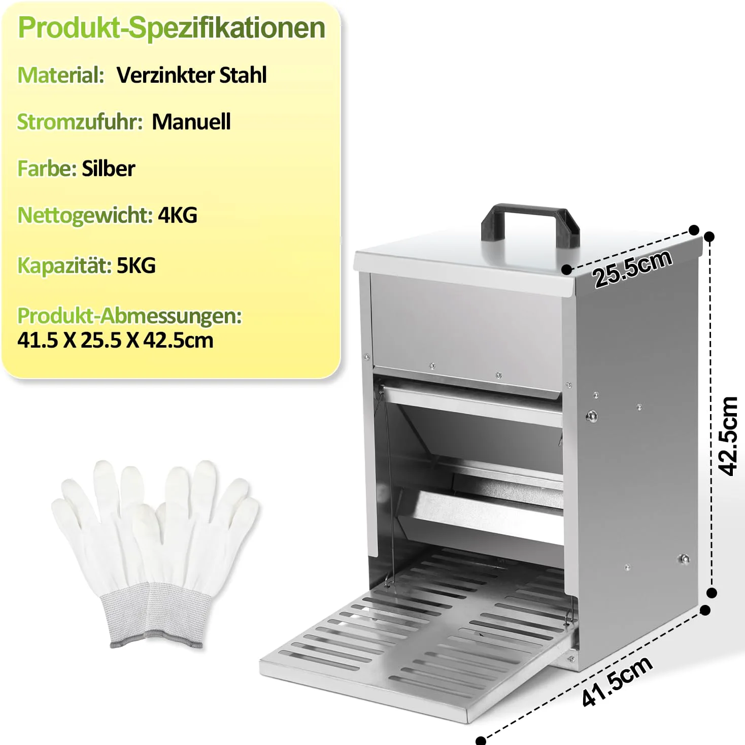 Sonnewelt Mangiatoia automatica per polli 5 kg, mangiatoia con pedale automatico, mangime per pollame, accessorio ideale per pollame, impermeabile e a prova di ratto, zincato