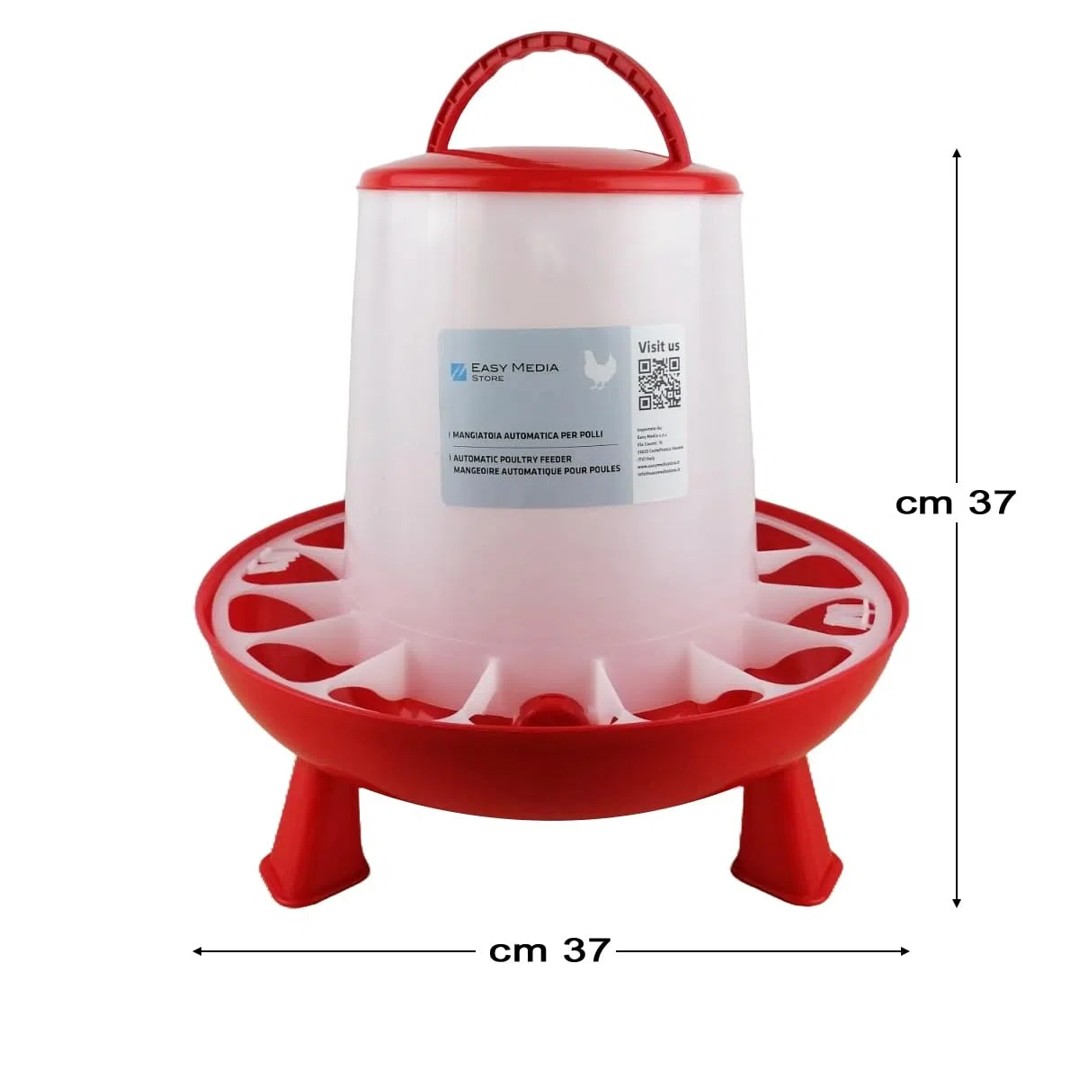 Easy Media Mangiatoia da 9 Kg + Abbeveratoio da 11 L, con piedini, per pollame, distributore automatico mangime acqua, per polli galline