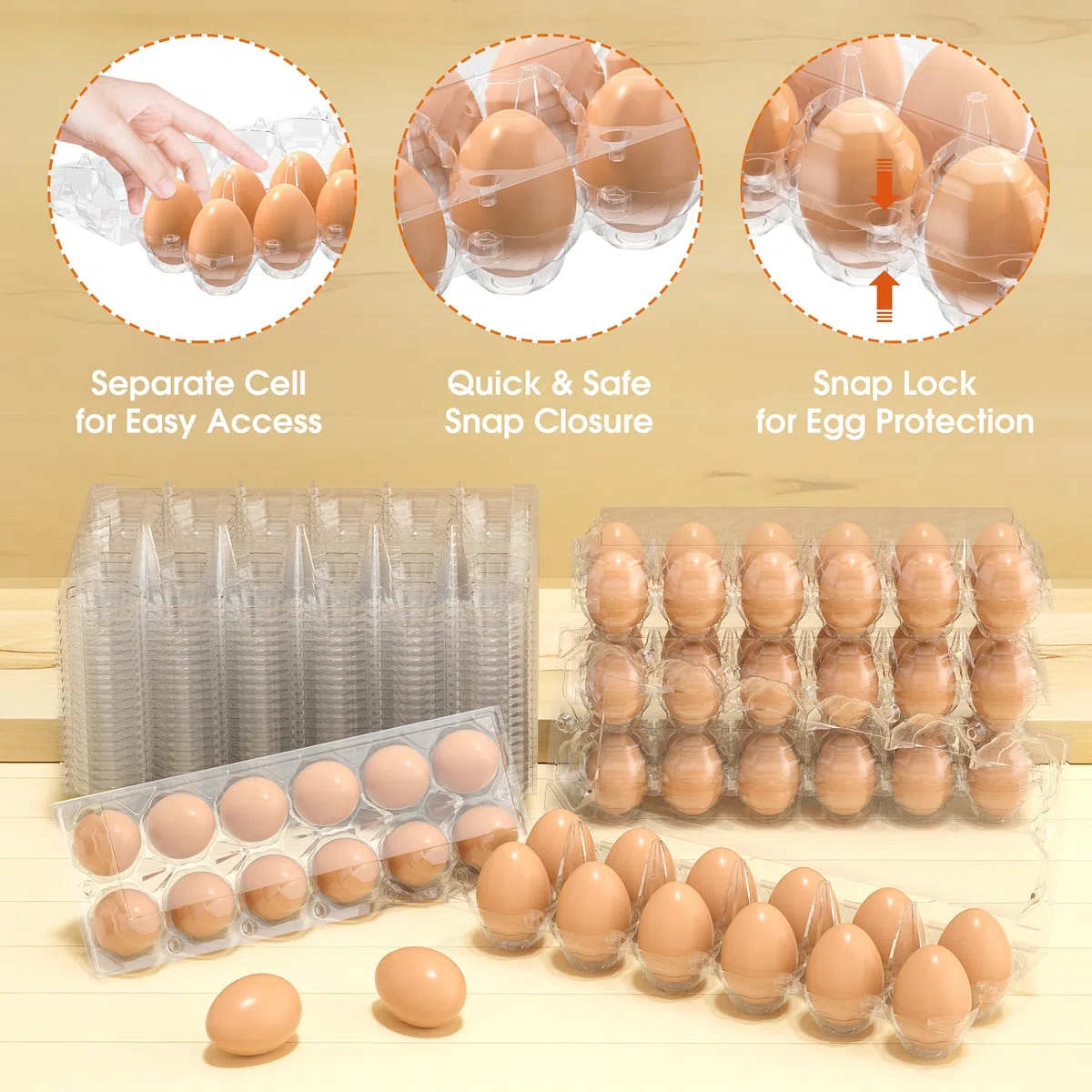 Confezione da 160 scatole per uova economiche sfuse, 12 contenitori per uova di gallina, in plastica trasparente, 2 x 6