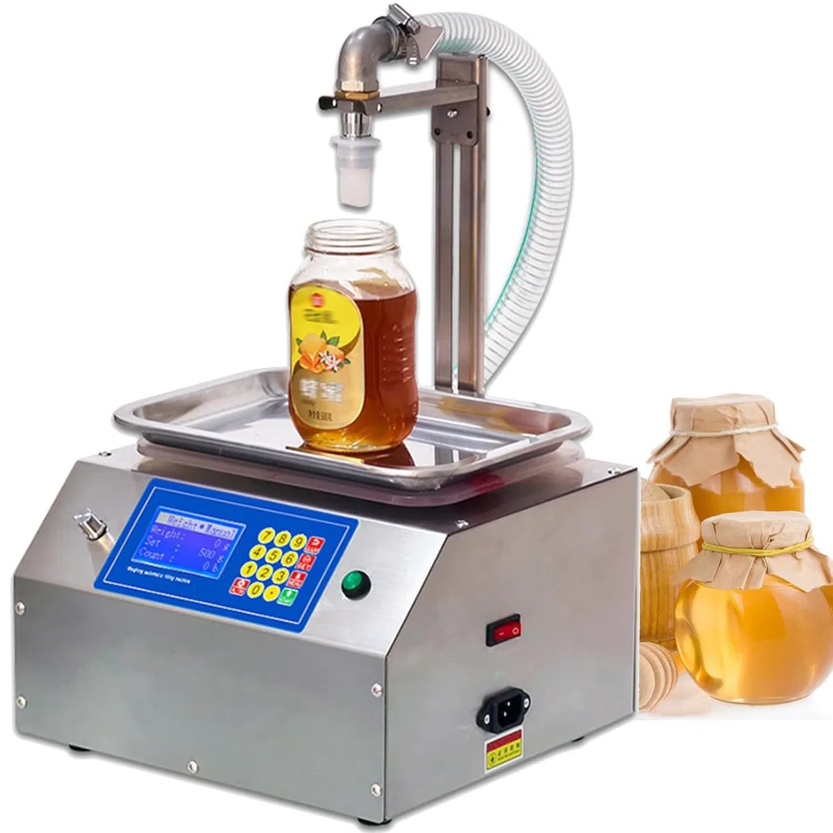 Riempitrice automatica di liquidi per paste di miele e viscosa, sistema di imbottigliamento in acciaio inossidabile con controllo intelligente per un riempimento preciso da 20 g a 10000 g