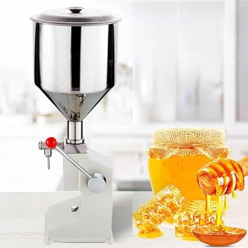 Riempitrice liquida - Riempitrice quantitativa a pressione manuale da 10-100 ml con tramoggia da 10 litri per miele, olio, shampoo - Riempitrice manuale per bottiglie di pasta per piccole imprese