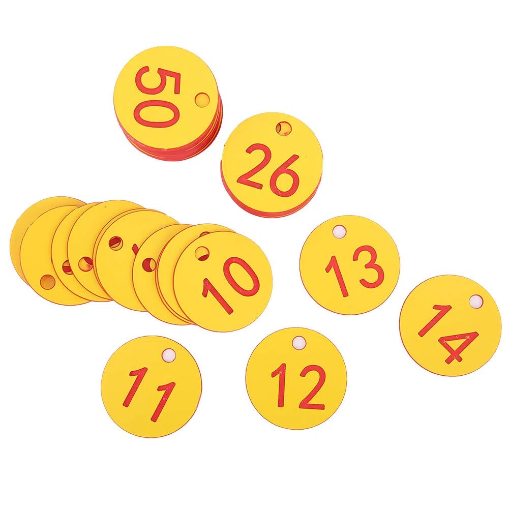Akozon Etichette Numerate per Apicoltura e Bestiame - Rosso (1-50) e Blu - Etichette Durevoli Forate per Arnie e Forniture Agricole (1-50/confezione)