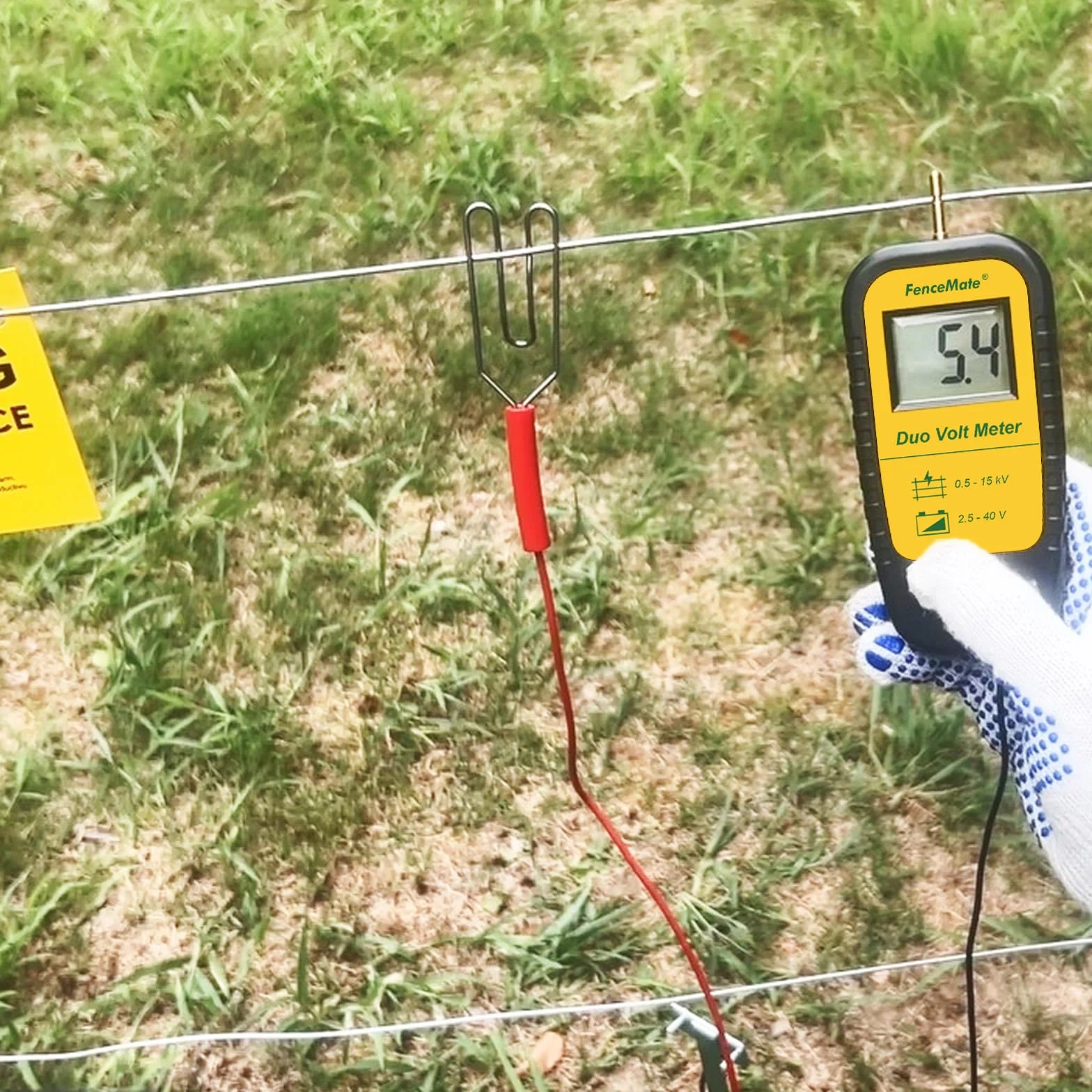 FenceMate Tester digitale per recinzione e batteria/batteria per controllare la tensione della recinzione elettrica da 0,5 – 15 kV e tensione della batteria 2,5 – 40 V, dispositivo di collaudo per il