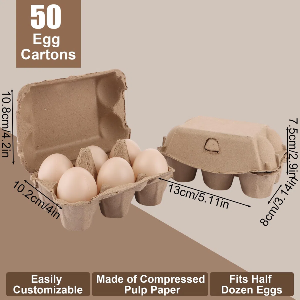 APACALI 50 pezzi Scatola per uova, 6 scatole per uova, Scatola per uova da 6 con coperchio, Scatola per uova con chiusura, Scatola per uova in cartone, Scatola per uova in cartone per uova