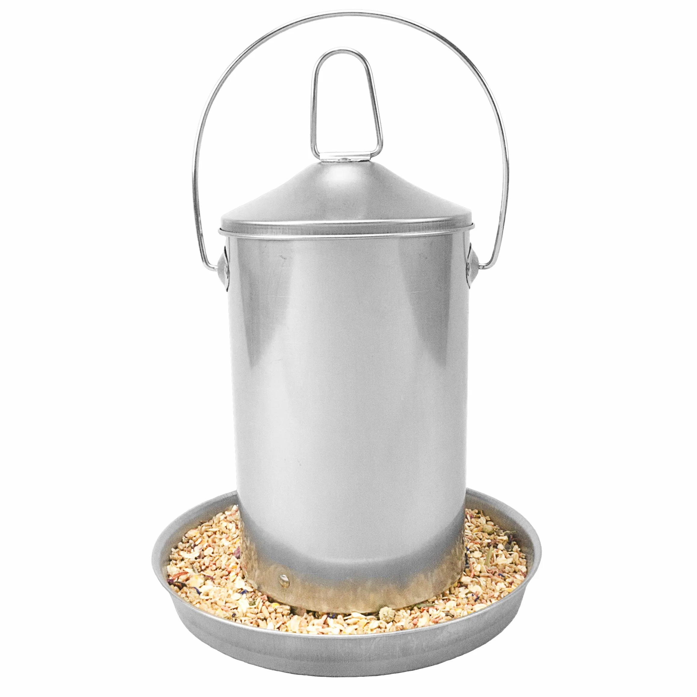 Sterico Mangiatoia automatica per pollame in acciaio inox 304, antiruggine, senza BPA, privo di spigoli pericolosi, da appendere e posizionare, capacità 3 kg