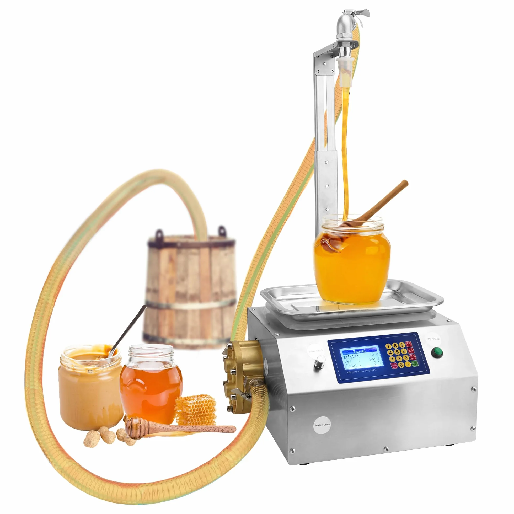 Riempitrice di liquidi - Riempitrice manuale per bottiglie per miele, marmellata, oli, colla, capacità da 20 ml a 10.000 ml - 15 l/min per vari liquidi - 220 V